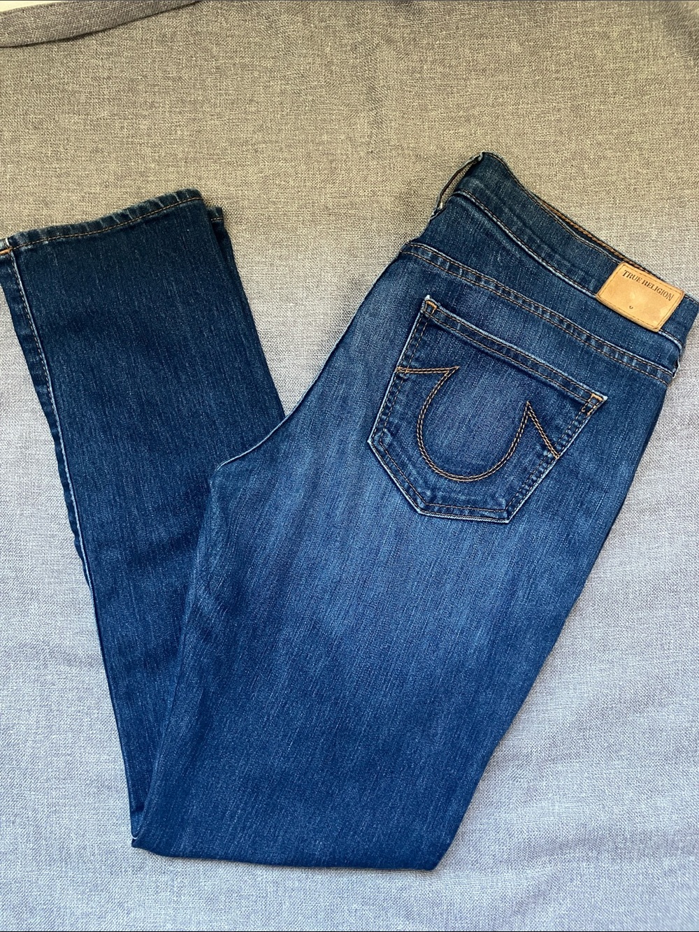 True Religion Victoria Mid Rise Dark Blue Skinny Jeans size 32 - Picture 4 of 15